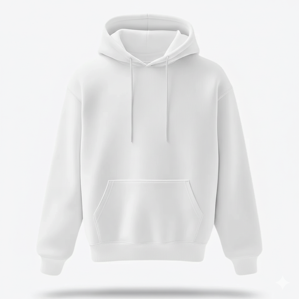 Premium Erkek Hoodie Oversize - Beyaz